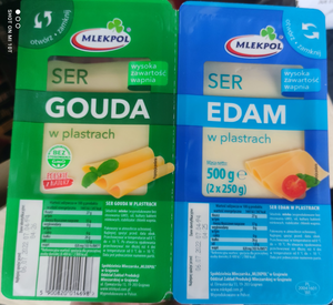 Сир Гауда+Едам Gouda+Edasm нарізаний в пластинах. Вага 500 грам (2*250) Сир Гауда+Едам Gouda+Edasm нарізаний в пластинах. Вага 500 грам (2*250)